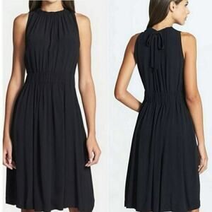 NWT KATE SPADE Rio De Janeiro Crepe Back Tie Black Midi Dress